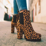 Boots Pointed High Heels Shoes Solid Color Leather Ankle Boots Female Boots Fashion Thick Heel Side Zipper Women