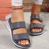 New Summer Ladies' Thick-Soled Slippers Water Drill With Air Cushion Slope Heel Large Size