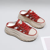 Breakj Korean Version Net Face Half Drag Old Dad Shoes Female 2025 Summer New Breathable Schoolgirl Shoes Casual Shoes Female