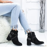Women Shoes Sexy Ankle Boots Zipper Short Boots High-heel Fashion Pointed Square Heel Europe Shoes Woman Plus Size