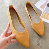 Fashion Breathable Stretch Fabric Ballet Flats Women Mesh Casual Soft Rubber Sole Pointed Toe Slip On Loafers Boat
