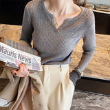 V-Neck Sweater Pullover Women Autumn winter Casual long Sleeve Sweater For women Female Chic Jumpers
