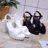 Breakj 2023 New Korean Version Of The Thick Heel With Fish Mouth Sandals Waterproof Table Set High Heel Thick-Soled Women's