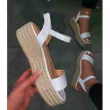 Summer 2022 Women Hemp High Heel Platform Outdoor Leisure Buckle Slippers Beach Sandals Ladies Sexy Biling