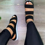 Women Shoes 2021 Large Size New Shoes Women Platform Mid Heels Peep Toe Ladies Sandals Slip-On Outdoor Walking Sandalias