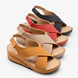 New Sandals Women's Slope And Car Sewing Breathable Magic Sticker Hollow Mother Shoes Large