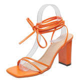 Breakj New High-Heeled Sandals Women Large Size Summer New Square Ankle Strap Thick And