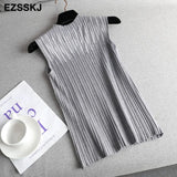 Top spring autumn Knitted Tank top Women Blouse turtlenck sexy Sleeveless sweater vest Female slim