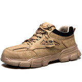 Safety Work Shoes With Steel Toe Kevlar Puncture-Proof Anti-Smashing Ankle Boots Protective Sneakers Casual Leather