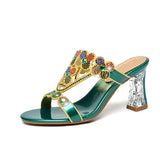Slippers Women Wear Fashionable Water Drill Sandals Summer New Open-Toed Sandals Low-Heeled