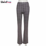 Puss High Waist Straight Pants E-Girl Striped Print Women Skinny Fashion Y2K Streetwear Elegant Slim Thin Long