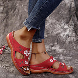 One-Size-In-One Slippers Women's Summer Roman Shoes Heel Thick-Soled Sandals Embroidered Women's Cool