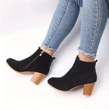 And Autumn 2025 New Small Chili Pepper Coarse And High-Heet Short Boots Grinding British Martin Boots Side Zippered Nude