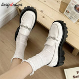 white Loafers women platforms shoes lolita Mary Jane shoes Girls Japanese School Jk Uniform Accessories Lolita