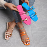 Breakj Summer New Women's Shoes Sand Slippers Large-Size Bright-Faced Flat-Bottomed Women's Slippers