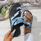 Breakj Toe Slippers Female 2024 New Camouflage Fashion Flat Casual Wear Beach Women's