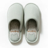 And Women Couple Spring Autumn Home Cotton Fabric Slippers Female Stripe Pattern Cute Indoor Non-Slip Soft Plush