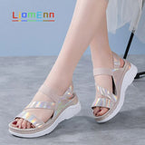 Brand Summer Women's Sandals 2021 New Designer Ladies Genuine Leather White Silver Pink Platform Sandal flip flop