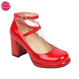 Women Gothic Mary Janes Platform Dress Cosplay Party Ankle Strappy Buckle Cross Strap Block Chunky Cuban High