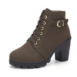 Breakj Boots Women's Mid-Autumn 2025 Roundhead Coarse And Short Boots Size High Heel With Side Zipper