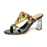 Slippers Women Wear Fashionable Water Drill Sandals Summer New Open-Toed Sandals Low-Heeled
