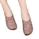 Breakj Women 2023 Spring And Autumn New Retro Soft Base Shallow Flat Bottom Anti-Slip Middle-Grade Mother Large Leather