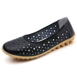 Women Casual Shoes Leather Slip-on Lofers Ladies Non-slip Flats Shoes Cut Out Breathable Women's Moccasins Zapatos