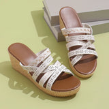 Breakj 2024 New Fashion Roman Fashion With Thick Bottom Slope And Cross-Band Heightening Women's