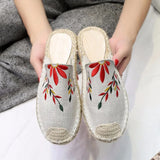 Mules 2020 Ladies Ethnic Slippers Woman Hemp Slides Female Casual Outdoor Shoes Women's Comfortable Fashion