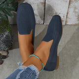 Breakj Size Casual Shoes Female Spring And Summer New Single Shoes Square Head Flat Fly Woven Lazy
