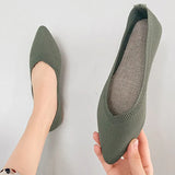 Fashion Breathable Stretch Fabric Ballet Flats Women Mesh Casual Soft Rubber Sole Pointed Toe Slip On Loafers Boat