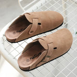 Autumn Men's Closed Toe Slippers Split Leather Clogs Sandals For Men Women Garden Clog Slides Unisex Big Size