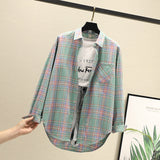 Blouses Shirts Tunic Womens Tops 2020 Long Sleeve Clothing Button Up Down Plaid New Fashion Autumn Turn-down Collar
