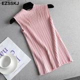 Top spring autumn Knitted Tank top Women Blouse turtlenck sexy Sleeveless sweater vest Female slim