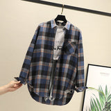 Blouses Shirts Tunic Womens Tops 2020 Long Sleeve Clothing Button Up Down Plaid New Fashion Autumn Turn-down Collar