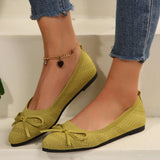 Large-Size Bow Flying Flat Sole Women's Knitted Sharp Slacker Boat