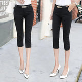 Women Summer Skinny Breeches Cropped Trousers High Waist Office Lady Slim Capris Pantalon Femme Woman Bodycon Pencil