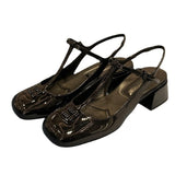 Breakj Sandals Female 2023 Summer New Fashion Temperament Fairy Lacquer Leather Mary Jane Women's Shoes Shallow High