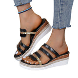 Breakj New Plus Size Female Sandals Slippers Summer Color Wedge Roman Shoes Women's Platform