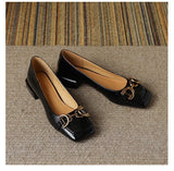 Women Pumps PU Decoration Ladies Square Heel Single Shoes Retro Square Toe Casual Zapatos Mujer Primavera Verano
