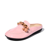 Luxury Brand Designer Women Slippers Slip On Mules Flat Casual Shoes Slides Summer Footwear Female Patent leather