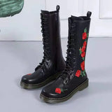 Winter Rain Boots New Women Shoes Knee High Boots PU PlatformThicken High Boots Retro Knight Boots Low-heeled