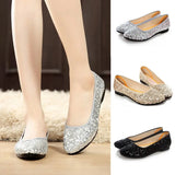 Spring Summer New Women Flats Comfortable Slip on Flat Shoes Sequined Woman Boat Shoes Black Ladies Ballet
