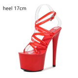 Women Sandals Shoes Steel Tube Dancing Striptease Female Shoes Model high-heeled 17.5CM Sandals Transparent Wedding
