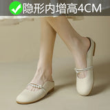 Breakj Slippers French Inside Heighten Grandma Shoes Female 2024 Summer New Comfortable Small Mary Jane Beans Single