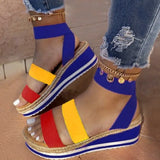 Women Shoes 2020 Ladies Hemp Casual Summer Slip on Strap Cross Cool Girls Woman Wedges Platform Candy Color Plus Size