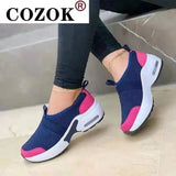 Casual Shoes Solid Color Knitted Mesh Air Cushion Sneakers Comfortable and Lightweight Outdoor Non-slip Running