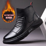 Winter New Boots Male British Style Korean Tooling Trendy Shoes Plus Velvet Warm Cotton Shoes Middle Cut Men's