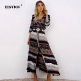 11 Colors New Women Maxi Dress Floral Print beach dress summer Bohemian V-neck Three Quarter Sleeve Split Long Dress