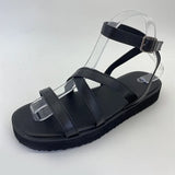 Platform Sandals Summer PU Leather Ankle Buckle Strap Flats Sandals Ladies Cross Casual Sandalies Female Beach Shoes